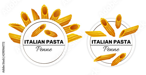 Set of labels for italian pasta, penne