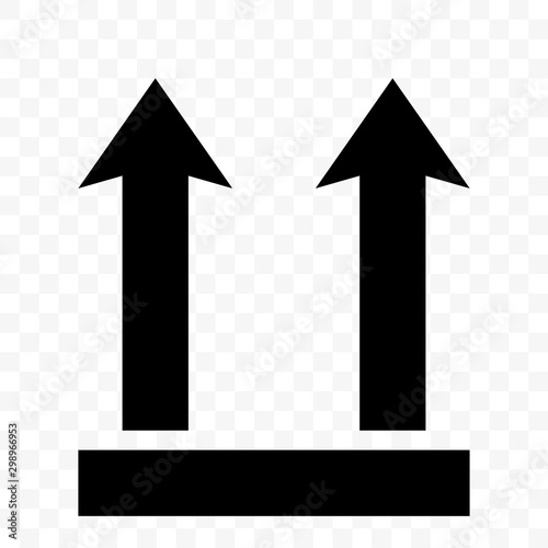 This side up icon, fragile box arrow symbol. Handle with care logistics and delivery shipping package, vector label