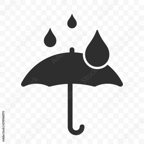 Umbrella icon, fragile box warning vector symbol. Package parcel logistics and delivery shipping, umbrella and water drop sign