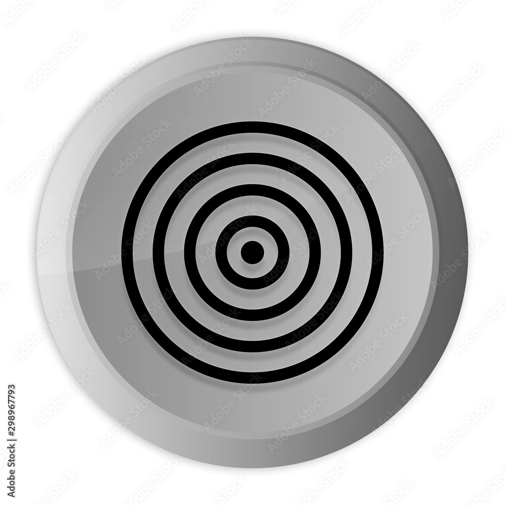 Target icon metal silver round button metallic design circle isolated on white background black and white concept illustration Target icon metal silver round button metallic design circle isolated on white background black and white concept illustration