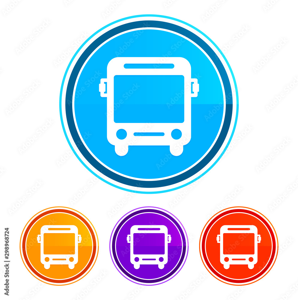 Bus icon flat design round buttons set illustration design Bus icon flat design round buttons set illustration design