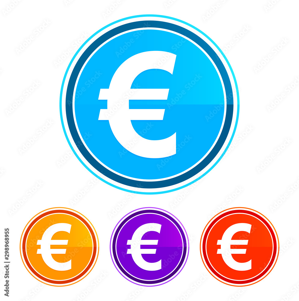 Euro sign icon flat design round buttons set illustration design Euro sign icon flat design round buttons set illustration design