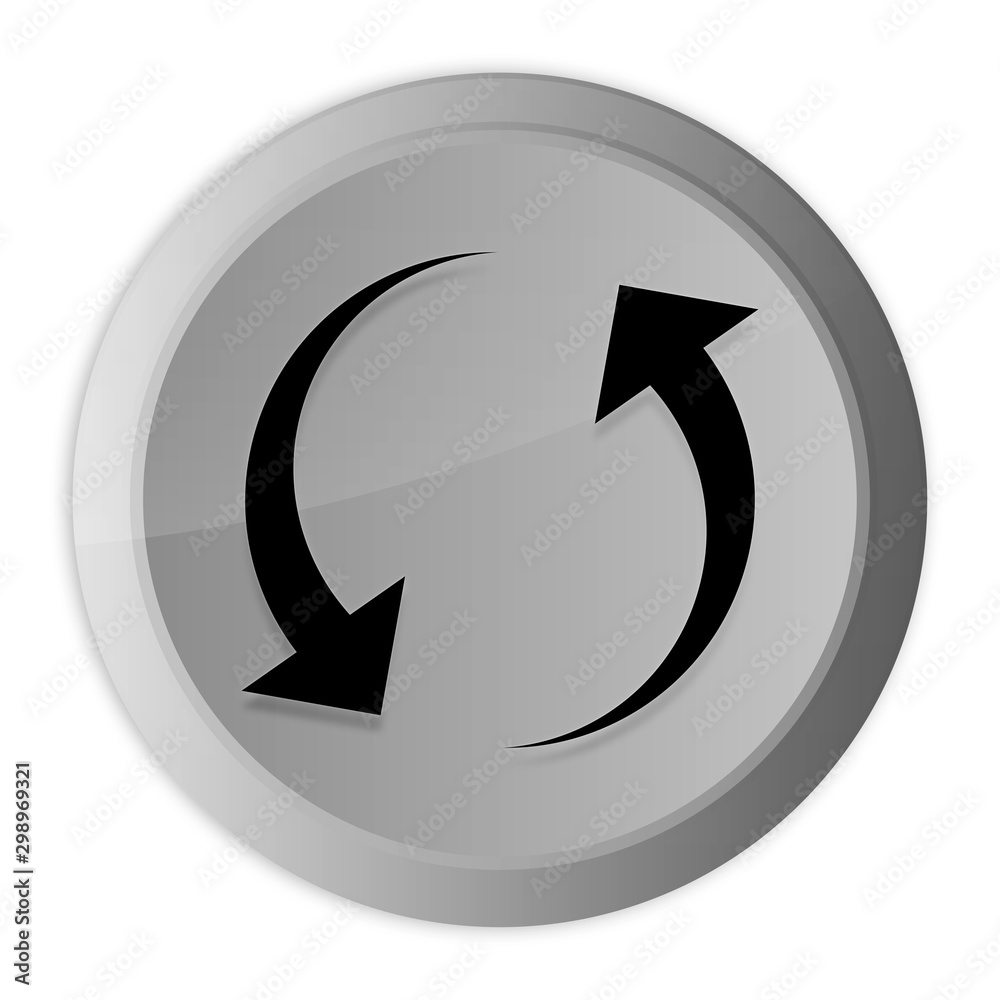 Update arrow icon metal silver round button metallic design circle isolated on white background black and white concept illustration Update arrow icon metal silver round button metallic design circle isolated on white background black and white concept illustration
