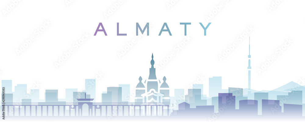 Almaty Transparent Layers Gradient Landmarks Skyline