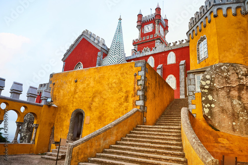 Pena Palace in Sintra, Lisbon, Portugal. Famous landmark. Most beautiful castles in Europe