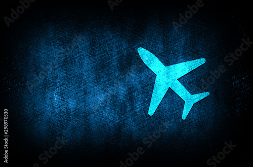 Plane icon abstract blue background illustration digital texture design concept