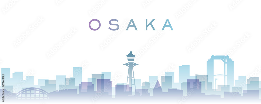 Obraz premium Osaka Transparent Layers Gradient Punkty orientacyjne Skyline