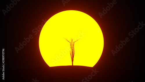 Silhouette of growing tree in a shape of Human. Eco Concept. 3D rendering. © Evgen