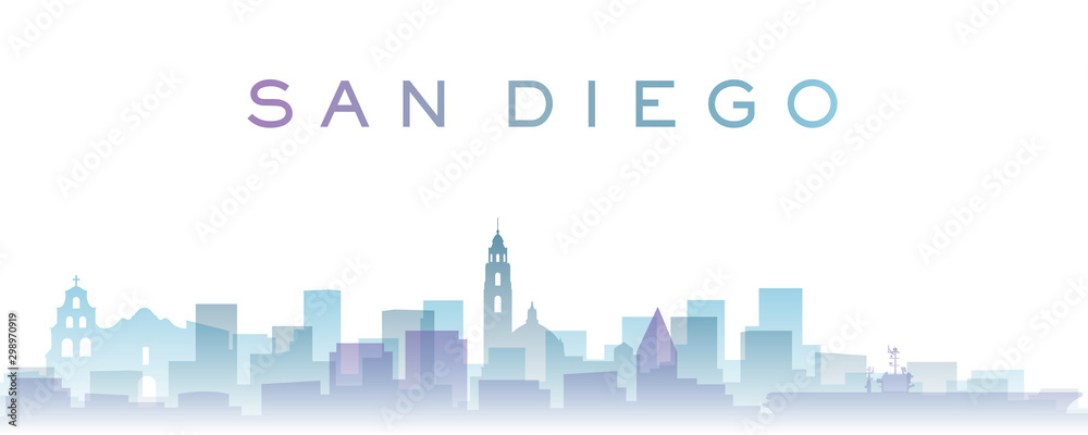 San Diego Transparent Layers Gradient Landmarks Skyline