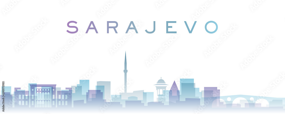 Sarajevo Transparent Layers Gradient Landmarks Skyline