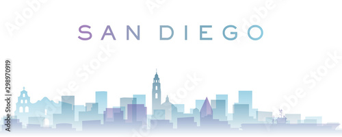 San Diego Transparent Layers Gradient Landmarks Skyline