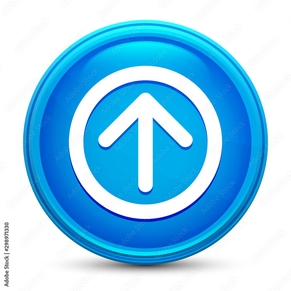 Up arrow icon glass shiny blue round button isolated design vector illustration Up arrow icon glass shiny blue round button isolated design vector illustration