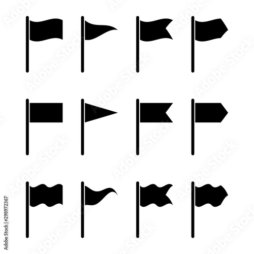 Vector black flag icons set