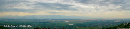 Panoramic view of the Alazani valley from the hill. Kakheti region