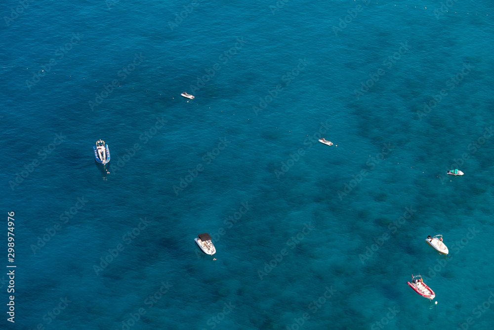 Fethiye, Drone view of Fethiye, Oludeniz, Turkey. Boats and ships on the sea, drone or above view photo
