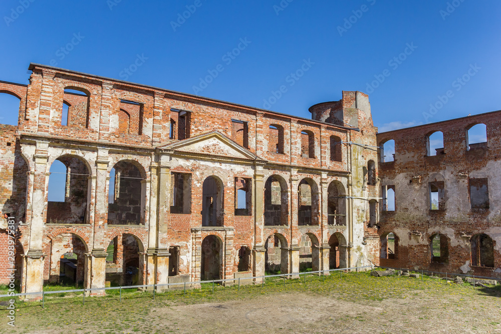 Ruins at the courtyard of the abbey in Dargun, Germany