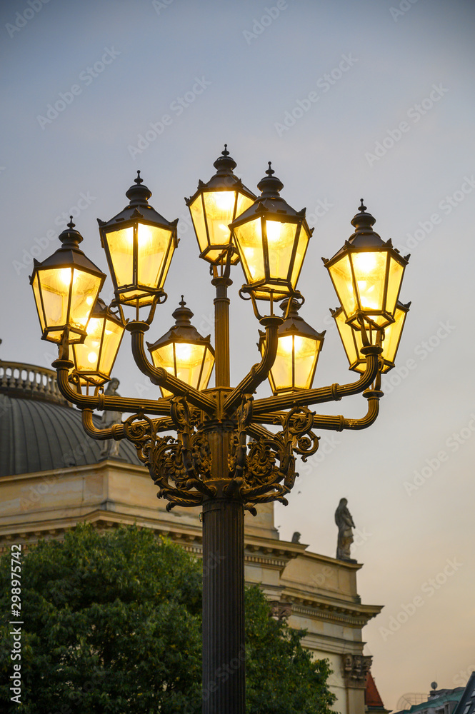 an ancient street lamp