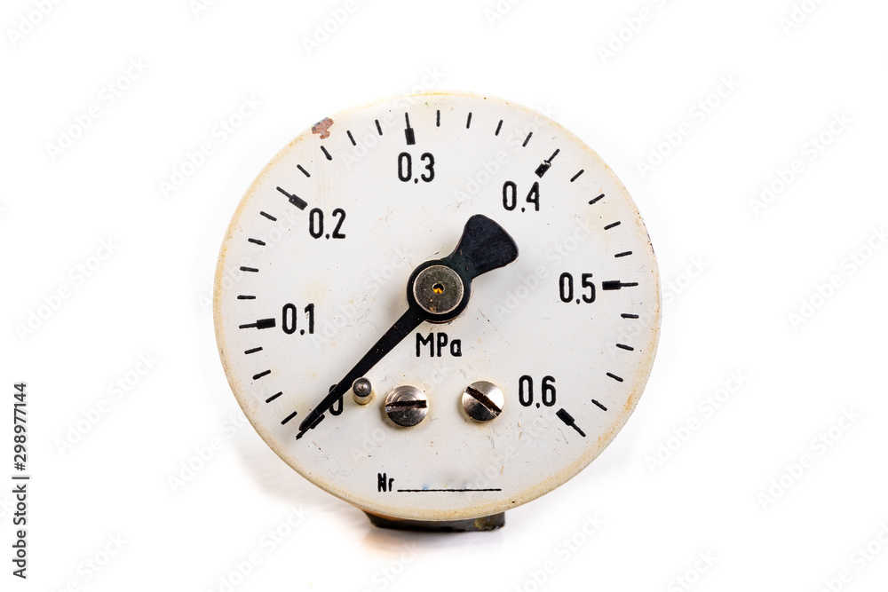 Pressure gauge without housing. Disassembled pressure measuring device. Pressure gauge without housing. Disassembled pressure measuring device.