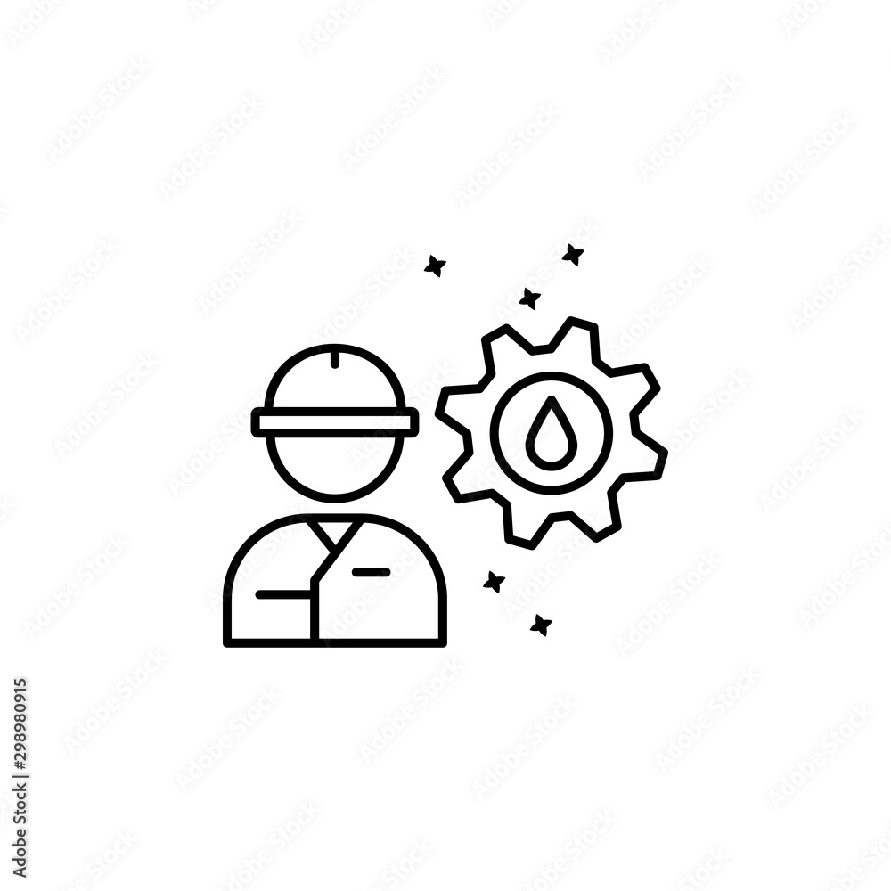 Gear worker oil icon. Simple line, outline vector of oil industry icons for ui and ux, website or mobile application