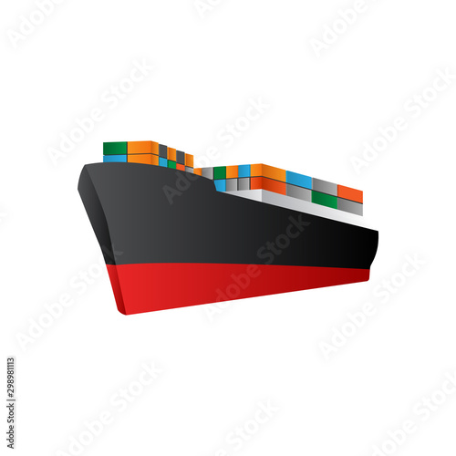 Beautiful container ship international cargo. Vector illustrated icon with solid and flat color style design.