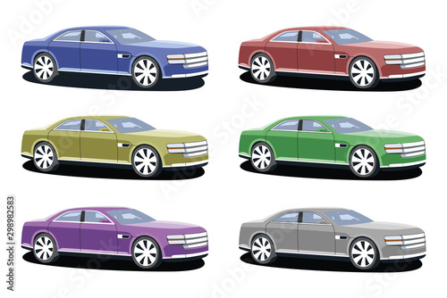sedan car  different color set © Ihor