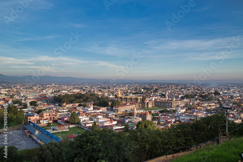 sunrise, panoramic view of the city of San andres Cholula Puebla
