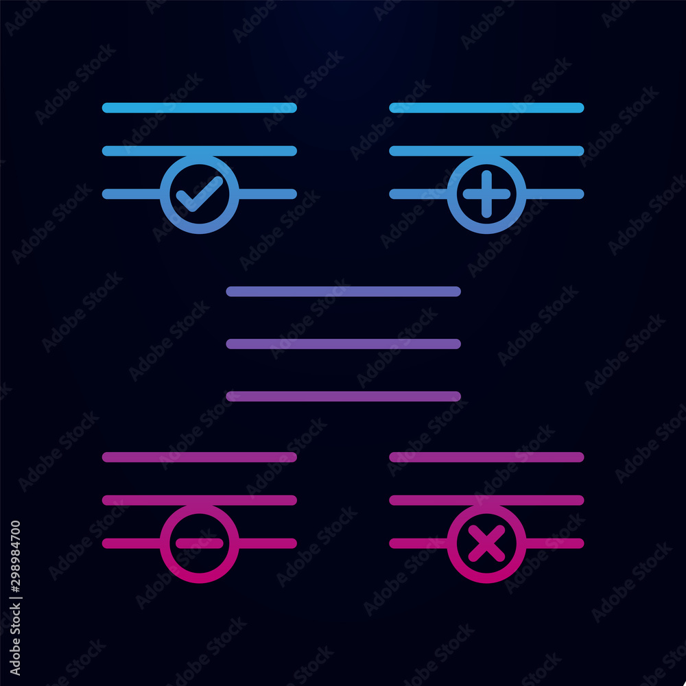 Menu, plus, remove, minus, check sign nolan icon. Simple thin line ...