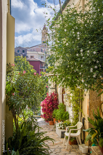 Walk the aisles Sinarades village on Corfu island photo