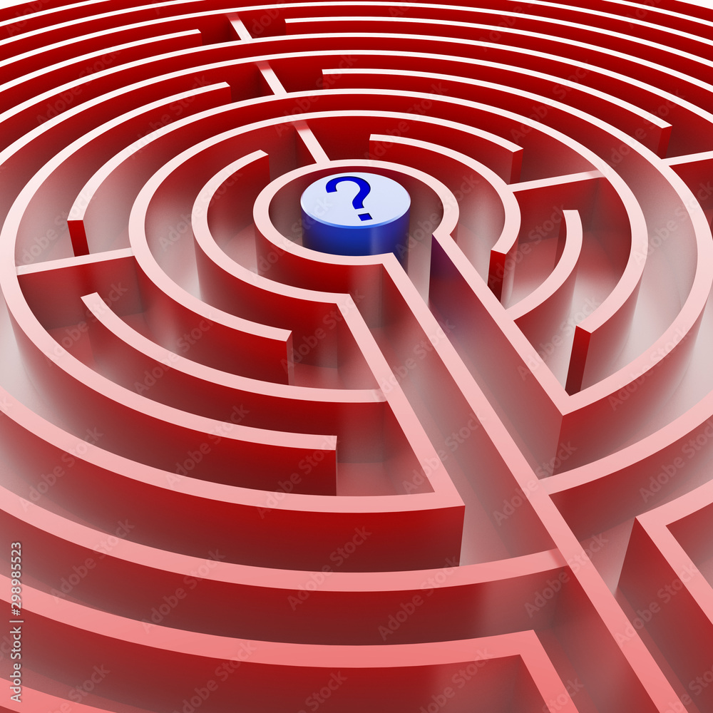 Maze concept, choices and challenge theme; original 3d rendering illustration Maze concept, choices and challenge theme; original 3d rendering illustration