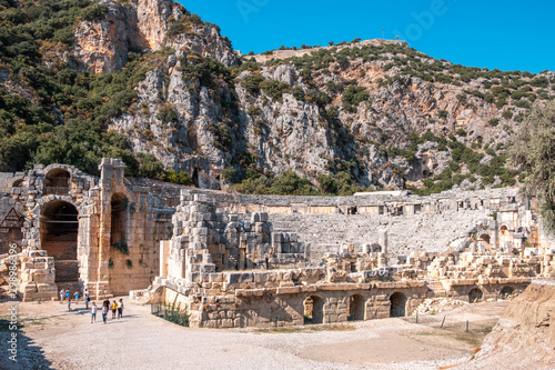 Myra Carved Stone Houses and Tombs, Ruins of Myra Ancient City, Demre, Antalya, Turkey