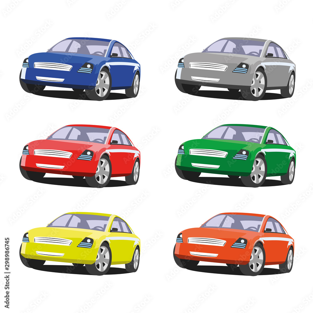 sedan different color set realistic vector illustration isolated