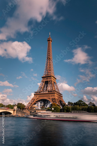World famous Eiffel tower at the city center of Paris  France.