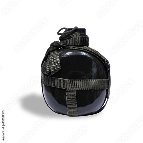 Black Army flask on a white background.