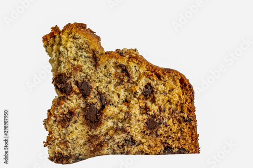 A large slice of banana bread