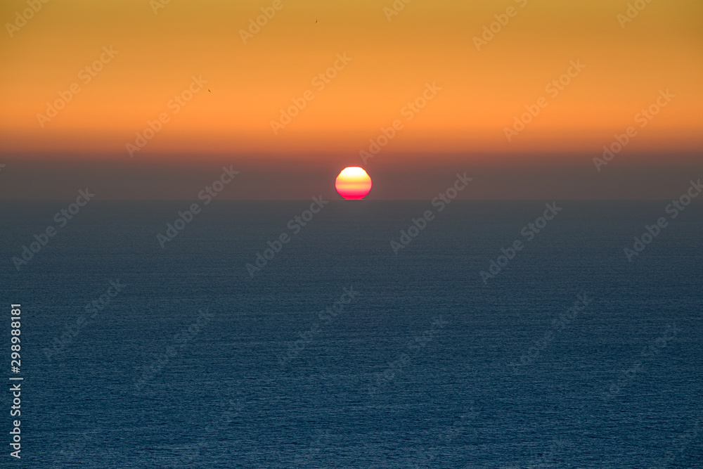 Sunset over the Ionian Sea on Corfu Island
