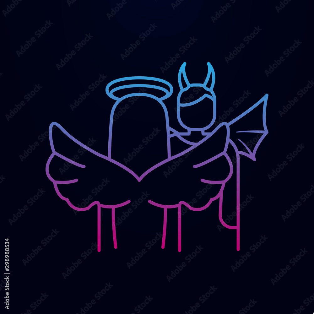 Angel and demon nolan icon. Simple thin line, outline vector of angel and demon icons for ui and ux, website or mobile application Angel and demon nolan icon. Simple thin line, outline vector of angel and demon icons for ui and ux, website or mobile application