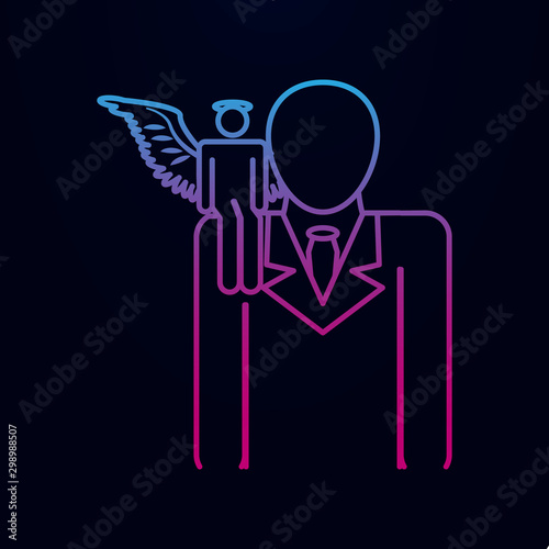 Angel on the shoulder nolan icon. Simple thin line, outline vector of angel and demon icons for ui and ux, website or mobile application