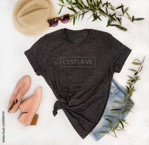 women outfit flat lay