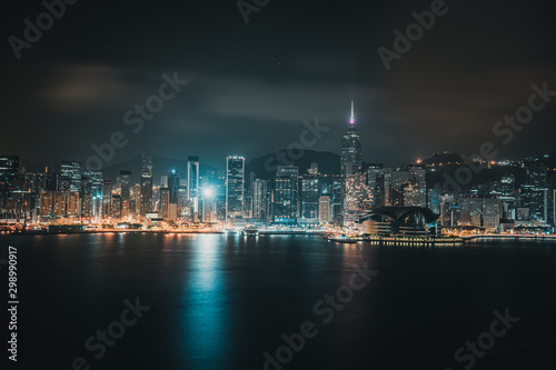 Victoria Harbor nightscape view from hotel © YiuCheung