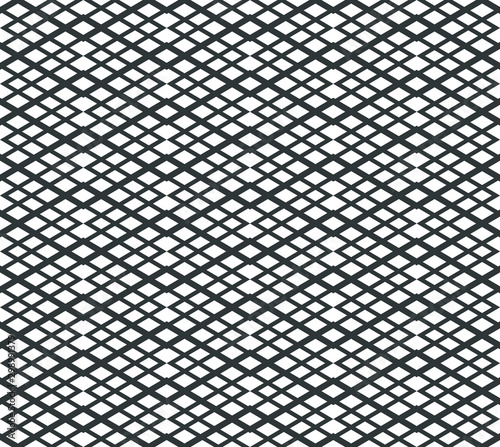 Black and white trellis pattern, seamless geometric pattern, hatch lines, checkered pattern, black and white vector illustration.