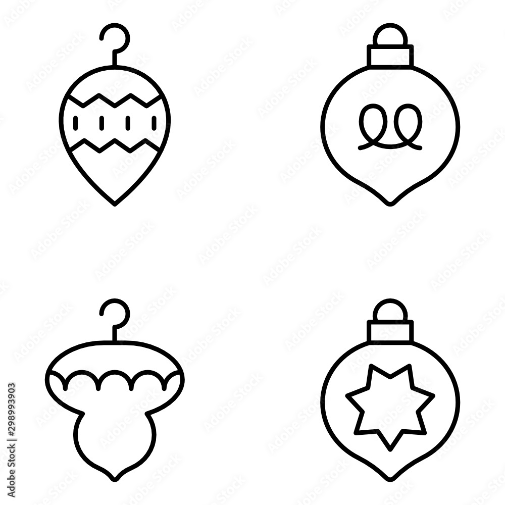 Obraz premium Christmas Vector Line Icon Set