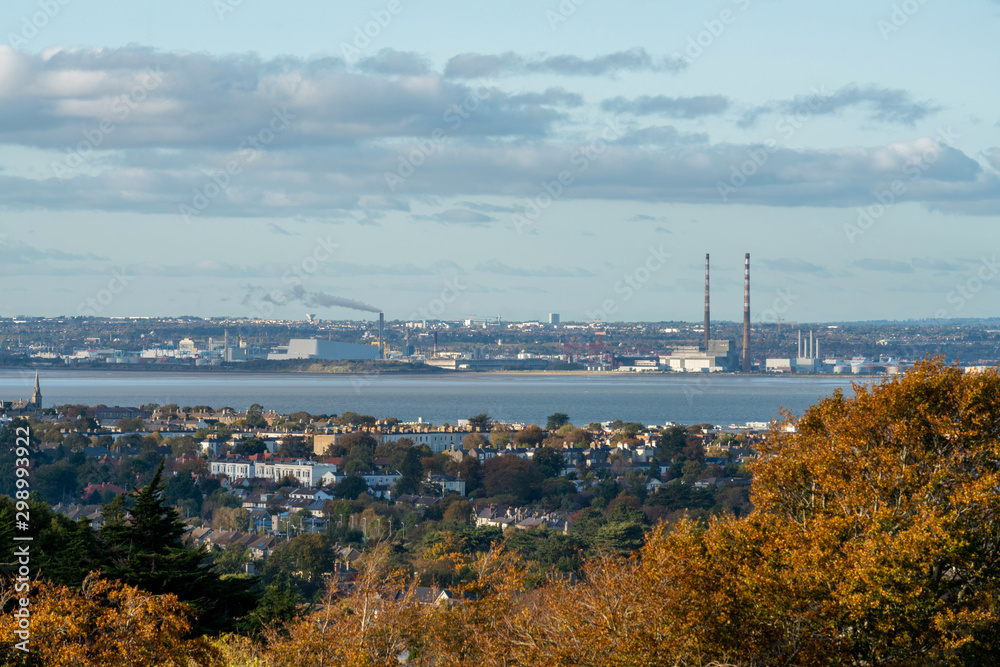 View of Dublin Bay and The Poolbeg Generating Station can be seen in the distance