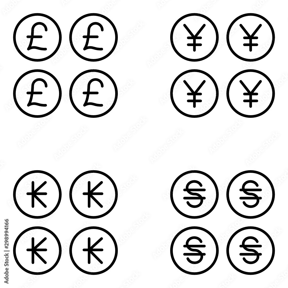 Currency Vector Line Icon Set Currency Vector Line Icon Set
