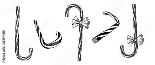 Colorful hand drawn doodle candy cane vector collection