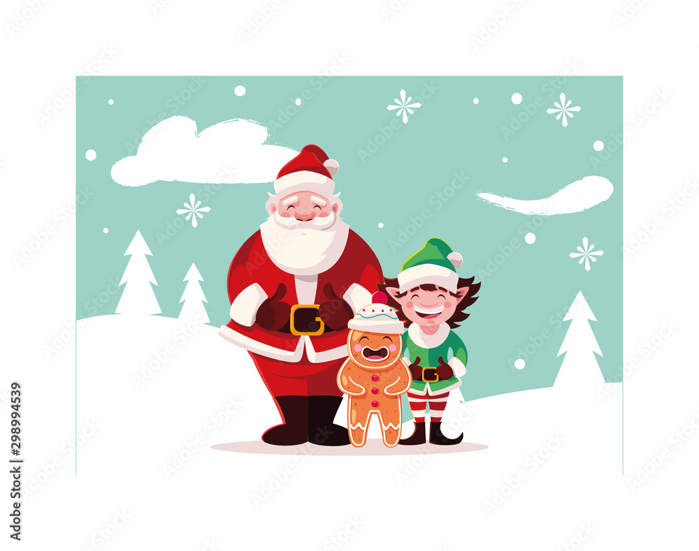 card of christmas with icons of xmas