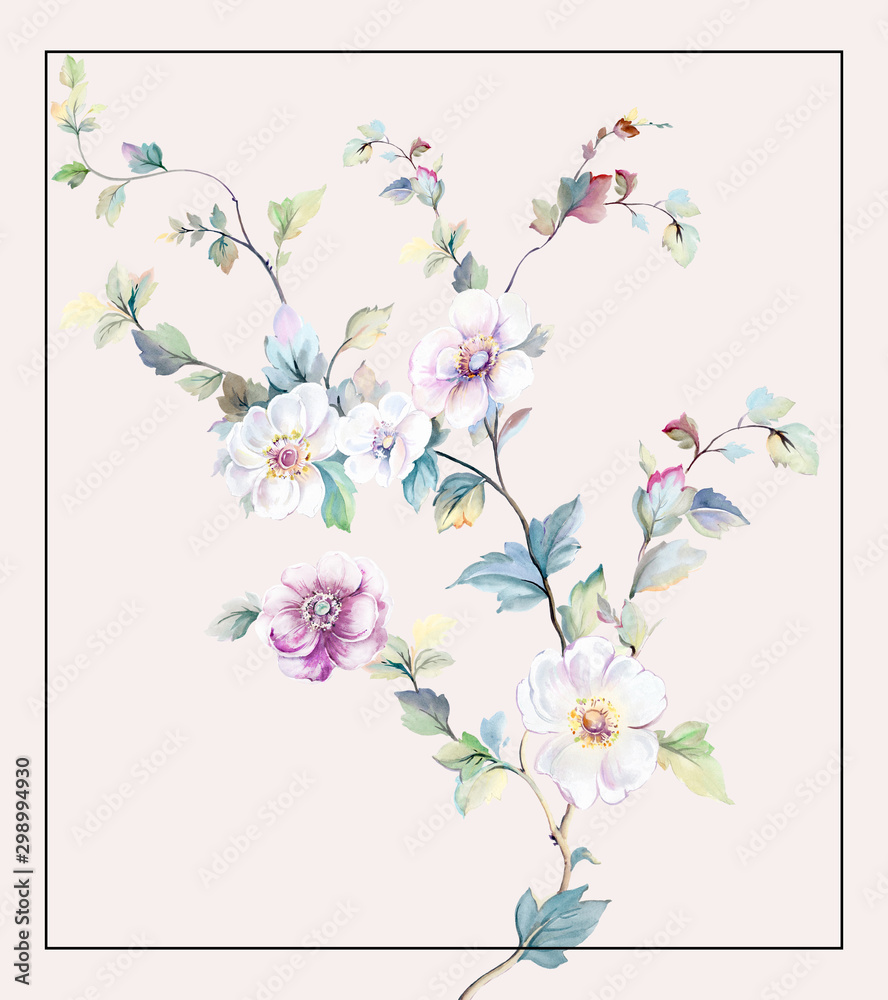  Colorful flowers, the leaves and flowers art design