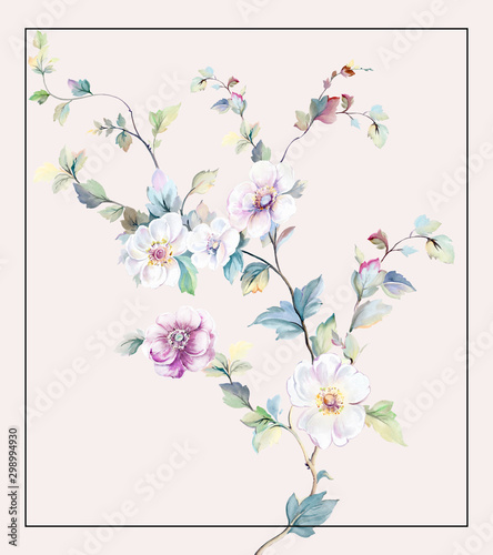  Colorful flowers  the leaves and flowers art design