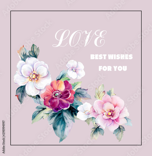  Colorful flowers, the leaves and flowers art design