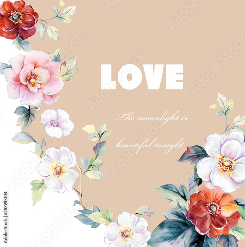  Colorful flowers, the leaves and flowers art design