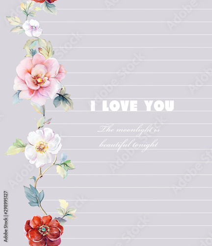  Colorful flowers, the leaves and flowers art design